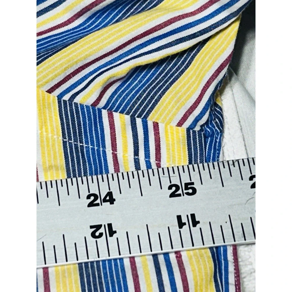 Polo Ralph Lauren Westerton Shirt Men's L Blue Yellow Stripe Two Ply Cotton VTG
